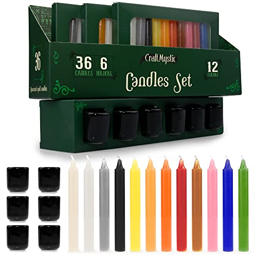 36 Taper Candle Magick Candle Kit with Black Holders