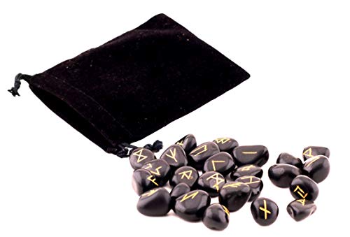 Black Tourmaline Runes with Altar Cloth