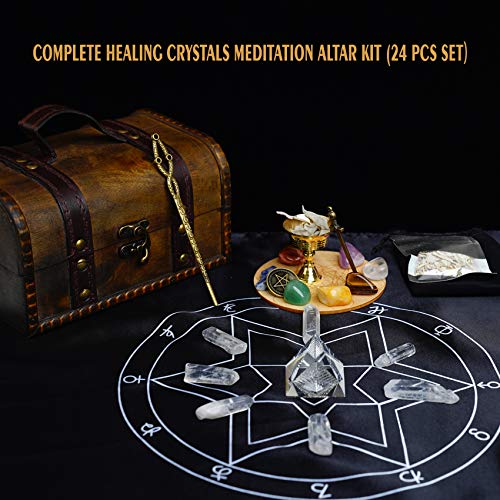 Portable Altar Kit with Crystals, Sage and Cloth